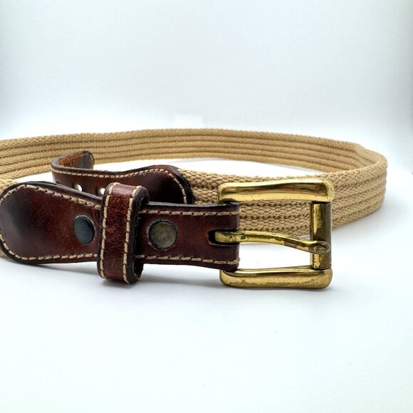 Jordache Vintage Leather Woven Rope Belt 80s 29.5" - 32" Skinny Gold Tone Womens - Picture 3 of 7